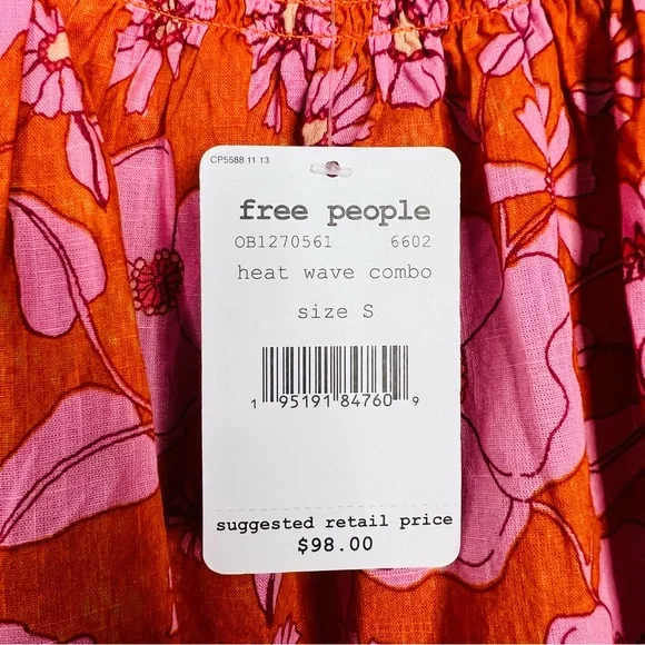 Free People NWT Miss Daisy Floral Printed Smock Blouse sz S - Picture 8 of 8
